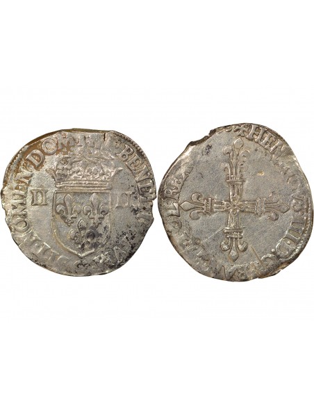 Henri III 1/4 ecu Argent 1586-1588 C Saint-Lô