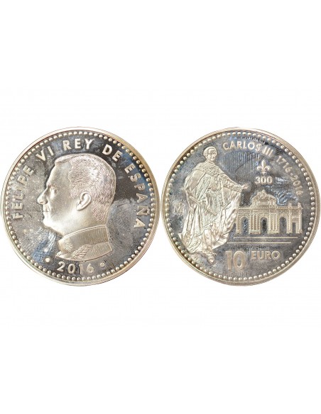Espagne Philipe VI d'Espagne Charles III 10 euro Argent 2016 AI Madrid