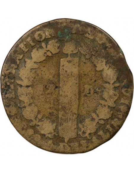 Louis XVI au Faisceau 12 deniers Métal de Cloche 1792 T. Saumur