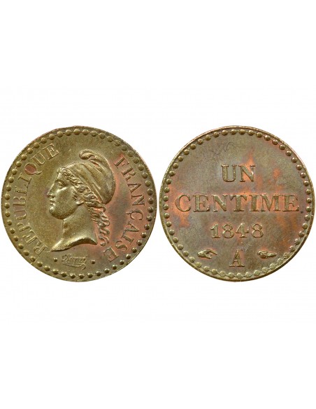 2e République 1 centime Bronze 1848 A - Paris
