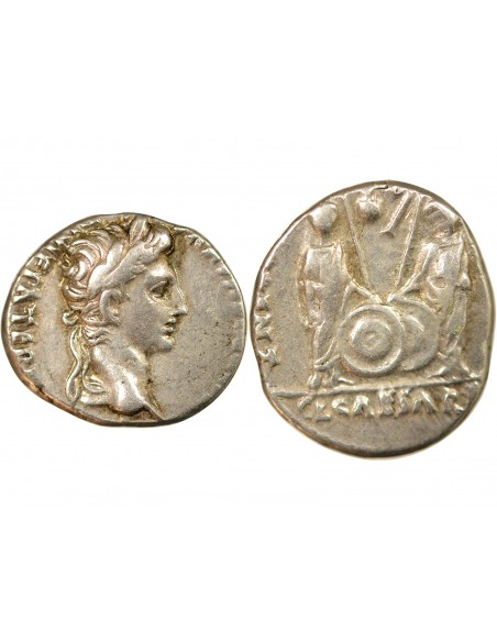 Rome Empire Auguste 1 denier Argent -2 à 4 D Lyon