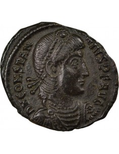 Rome Empire Constance II Soldat terrassant Cavalier 1 ae Cuivre 354 Thessalonique 2