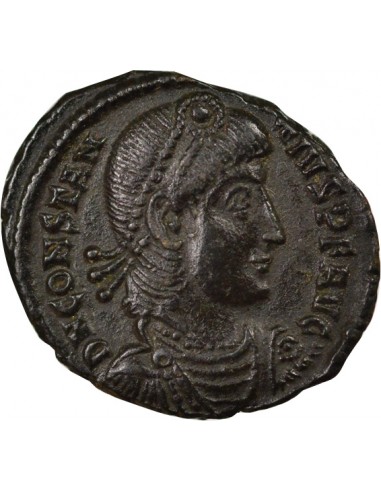 Rome Empire Constance II Soldat terrassant Cavalier 1 ae Cuivre 354 Thessalonique