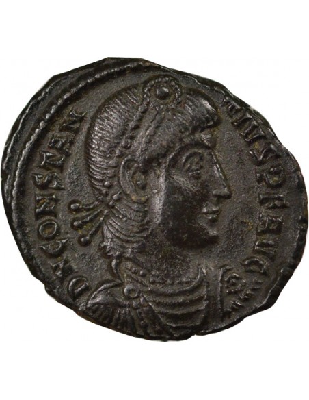 Rome Empire Constance II Soldat terrassant Cavalier 1 ae Cuivre 354 Thessalonique