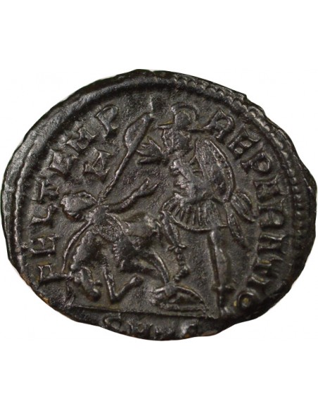 Rome Empire Constance II Soldat terrassant Cavalier 1 ae Cuivre 354 Thessalonique