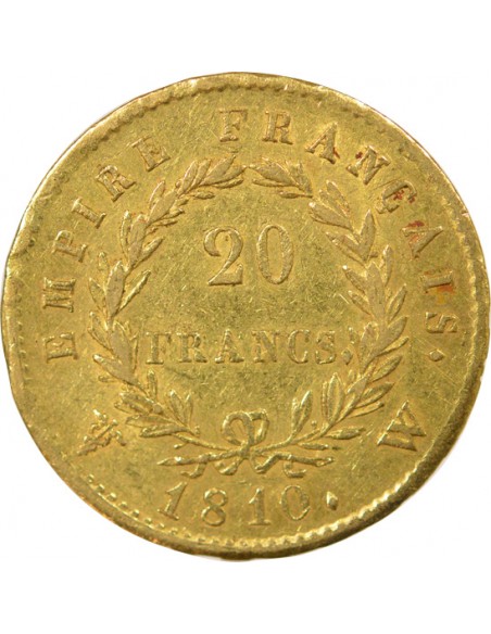 Roi d'Italie Empire 20 francs Or 1810 W Lille