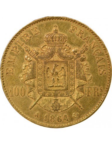 Napoléon III Tête laurée 100 francs Or 1864 A - Paris