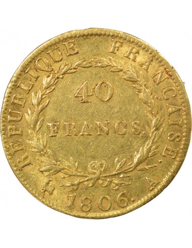 Roi d'Italie Tête nue 40 francs Or 1806 A - Paris