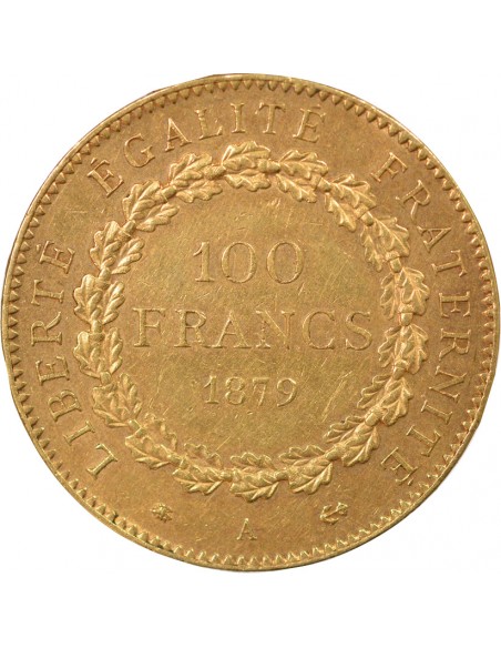 Napoléon III Dieu Protège la France 100 francs Or 1879 A - Paris