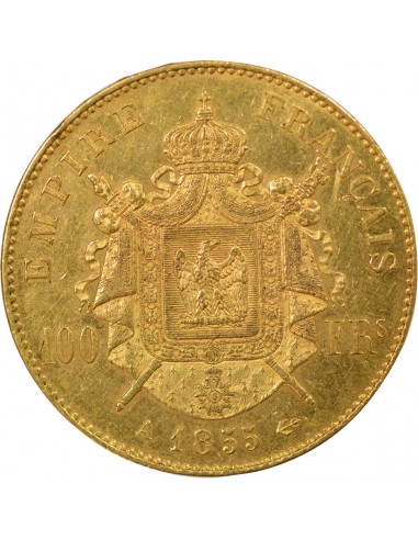 Napoléon III Tête nue 100 francs Or 1855 A - Paris