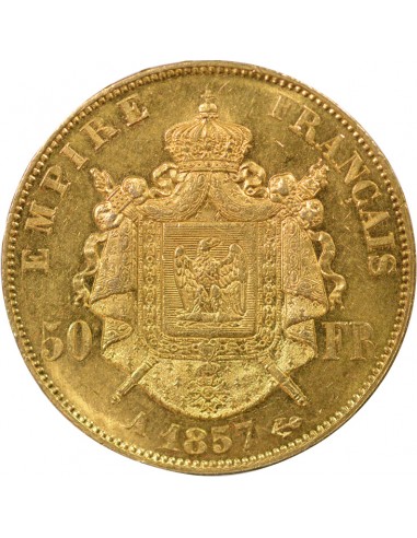 Napoléon III Tête nue 50 francs Or 1857 A - Paris