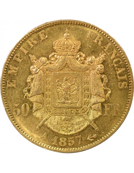 Napoléon III Tête nue 50 francs Or 1857 A - Paris