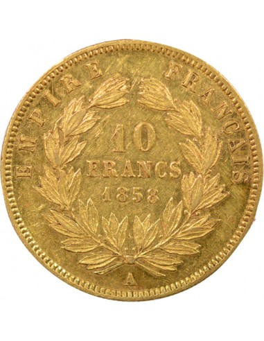 Napoléon III Tête nue 10 francs Or 1858 A - Paris