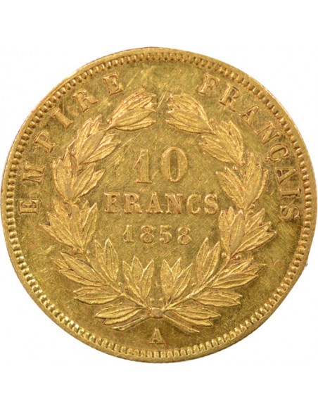 Napoléon III Tête nue 10 francs Or 1858 A - Paris