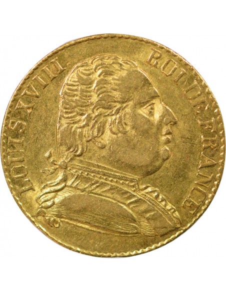 Louis XVIII Buste Habillé 20 francs Or 1815 Londres