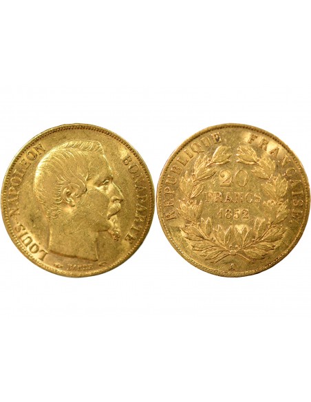 Bonaparte Charles Louis Napoléon (Napoléon III) 20 francs Or 1852 A - Paris