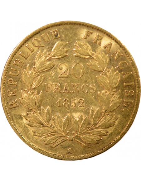 Bonaparte Charles Louis Napoléon (Napoléon III) 20 francs Or 1852 A - Paris