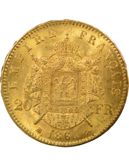 Bonaparte Charles Louis Napoléon (Napoléon III) Tête laurée 20 francs Or 8161 BB Strasbourg