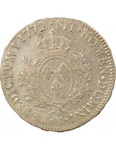 Louis XV A la Vieille Tête 1 ecu Argent 1772 N Montpellier