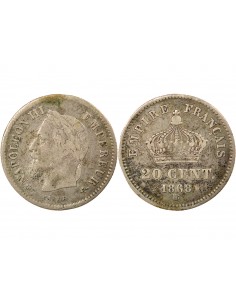 Napoléon III Grand Module 20 centimes Argent 1868 BB Strasbourg