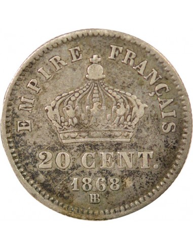Napoléon III Grand Module 20 centimes Argent 1868 BB Strasbourg