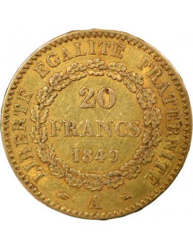 IIe République 20 francs Or 1849 A - Paris