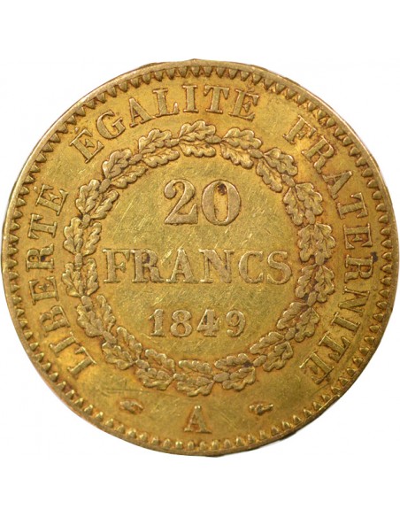 IIe République 20 francs Or 1849 A - Paris