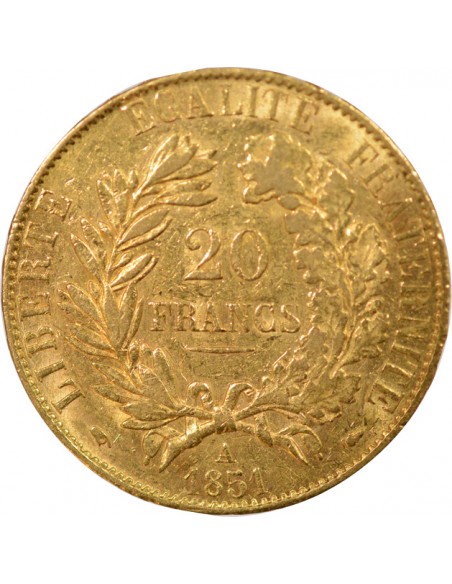 IIe République 20 francs Or 1851 A - Paris