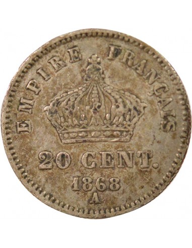 Napoléon III Grand Module 20 centimes Argent 1868 A - Paris