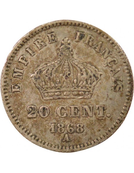 Napoléon III Grand Module 20 centimes Argent 1868 A - Paris
