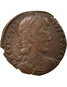 Rome Empire Constance II Soldat terrassant Cavalier 1 maiorina Cuivre 352-353 Nicomédie 2