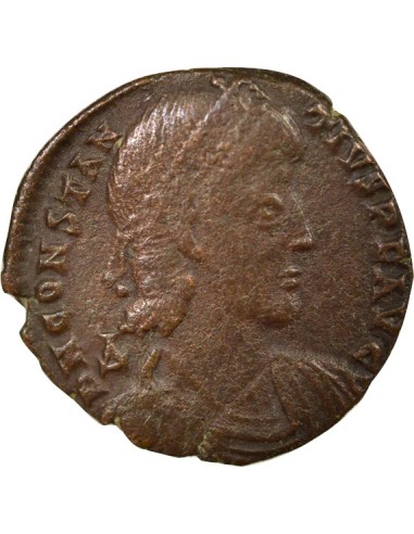 Rome Empire Constance II Soldat terrassant Cavalier 1 maiorina Cuivre 352-353 Nicomédie