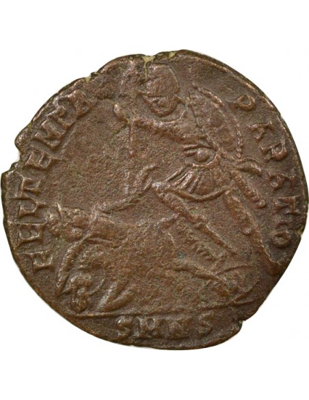 Rome Empire Constance II Soldat terrassant Cavalier 1 maiorina Cuivre 352-353 Nicomédie