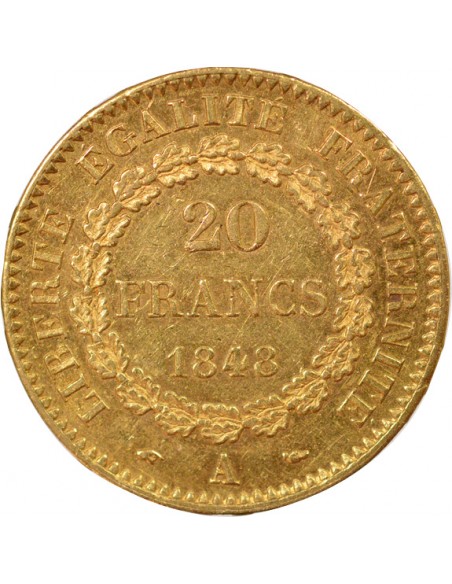 IIe République 20 francs Or 1848 A - Paris