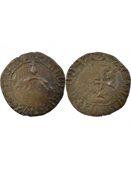 Duché de Bretagne François II de Bretagne A l'Hermine 2 deniers Billon 1442-1488 T Nantes