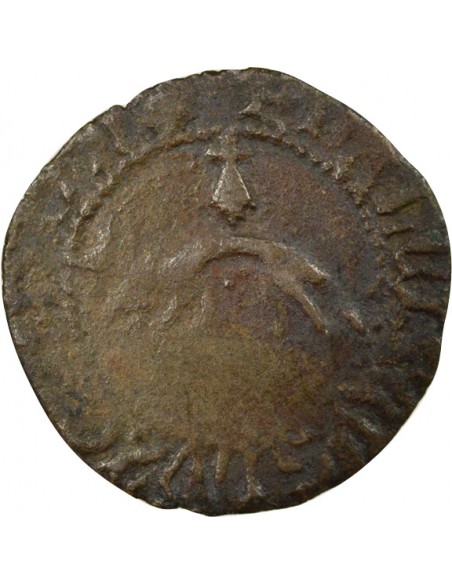 Duché de Bretagne François II de Bretagne A l'Hermine 2 deniers Billon 1442-1488 T Nantes