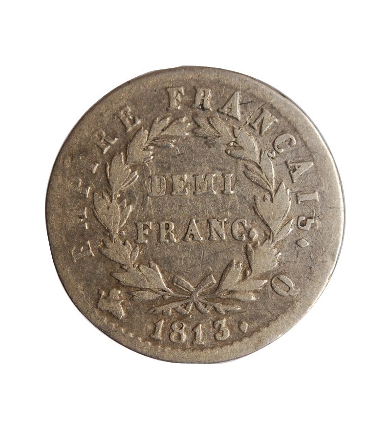 NAPOLEON Ier﻿ - 1/2 FRANC ARGENT 1813 Q PERPIGNAN