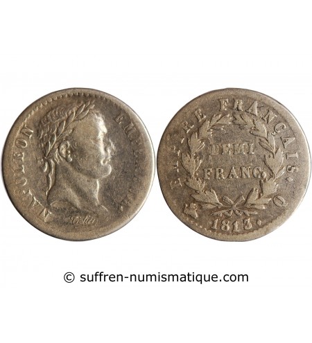 NAPOLEON Ier﻿ - 1/2 FRANC ARGENT 1813 Q PERPIGNAN
