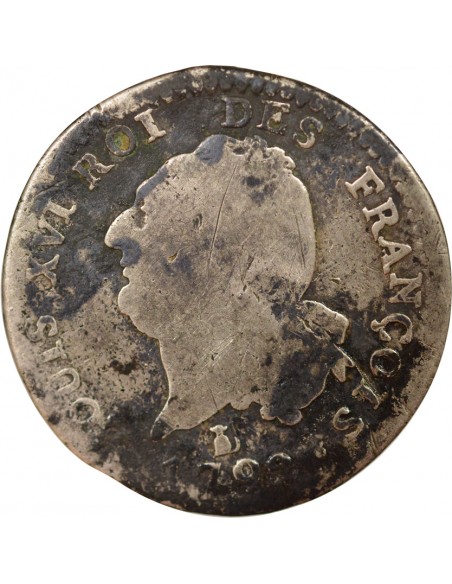 Louis XVI Au Génie 30 sols Argent 1792 T Nantes