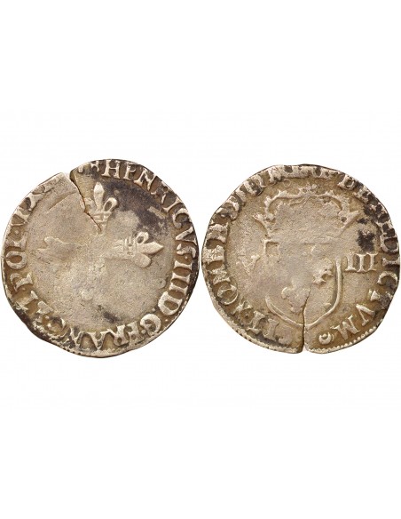 Henri III 1/8 ecu Argent 1587 9 Rennes