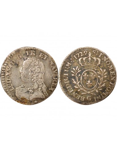Louis XV Au Buste habillé 1/20 écu Argent 1729 G Poitiers