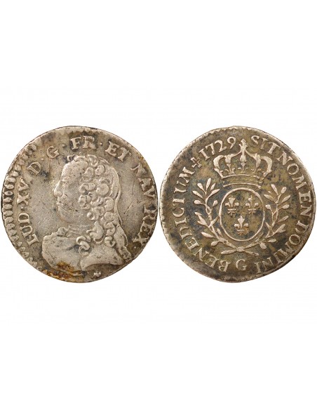 Louis XV Au Buste habillé 1/20 écu Argent 1729 G Poitiers