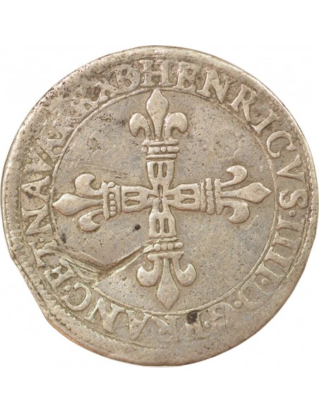 Roi de Navarre et de France 1/4 écu Argent 1594 Pau