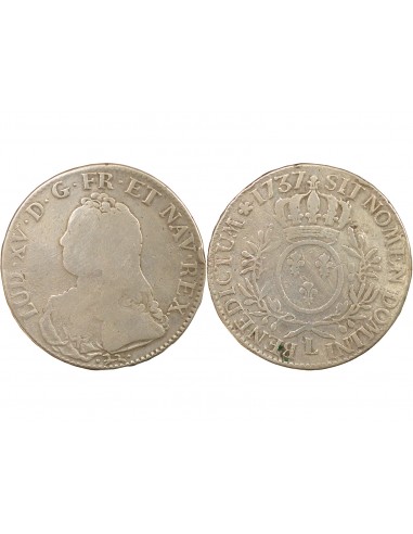 Louis XV Au Buste Habillé 1 ecu Argent 1737 L Bayonne