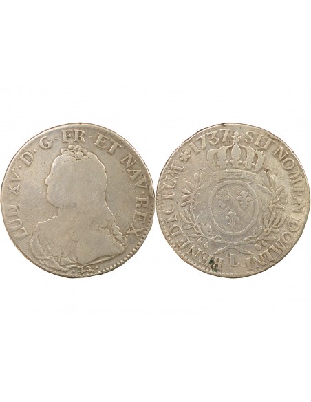 Louis XV Au Buste Habillé 1 ecu Argent 1737 L Bayonne
