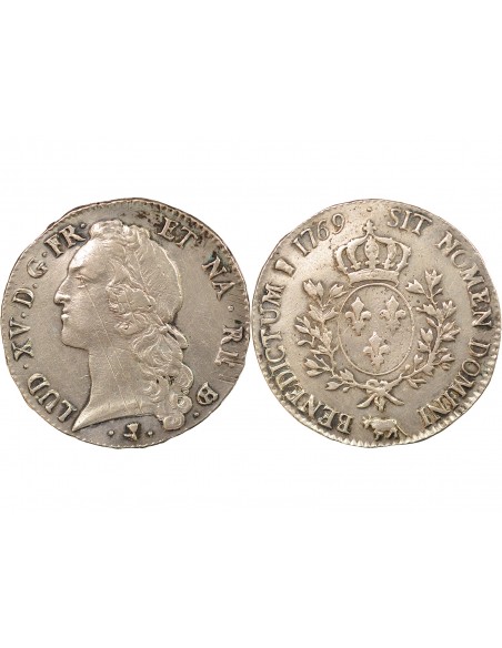 Louis XV Au Bandeau 1 ecu Argent 1761 Pau