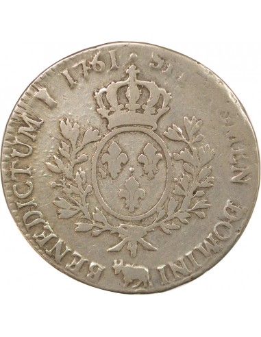 Louis XV Au Bandeau 1 ecu Argent 1761 Pau