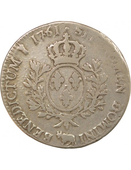Louis XV Au Bandeau 1 ecu Argent 1761 Pau