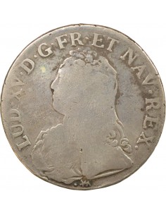 Louis XV Au Buste Habillé 1 ecu Argent 1727 H La Rochelle 2