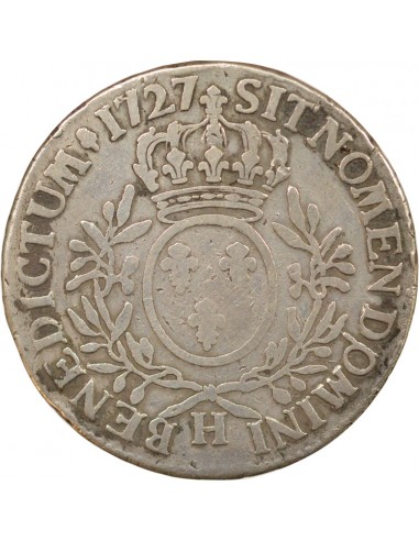 Louis XV Au Buste Habillé 1 ecu Argent 1727 H La Rochelle